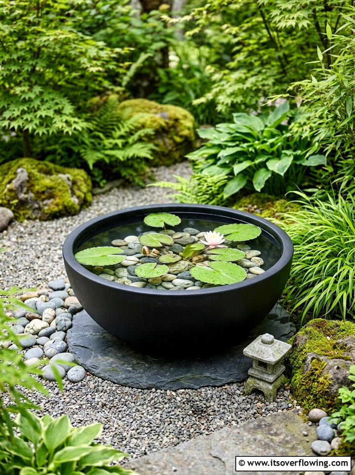 Modern Black Garden Bowl - 25 small garden ideas with water feature