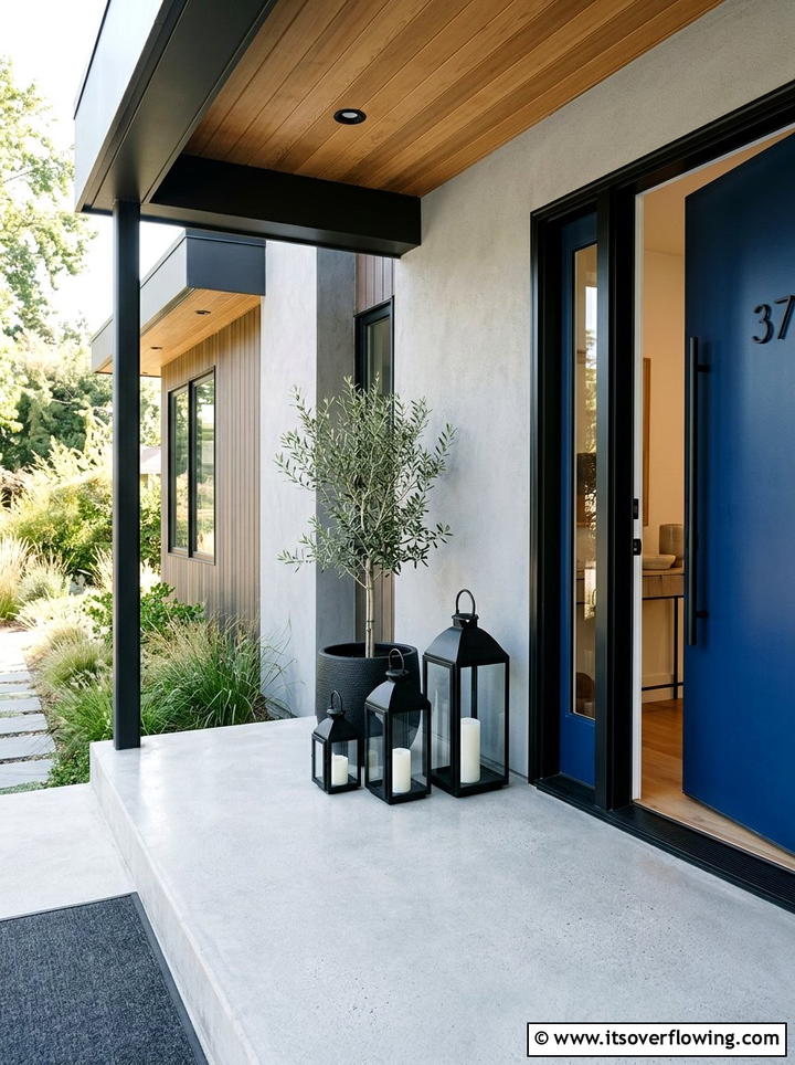 Modern Black Lanterns - 25 front porch decor ideas with lantern clusters