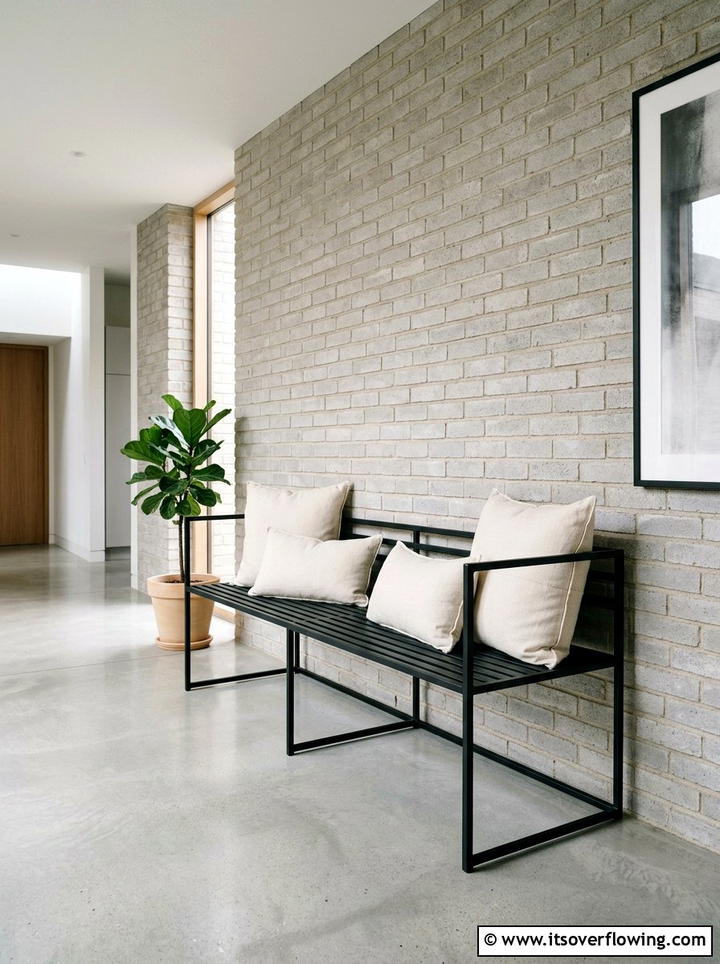 Modern Black Metal Bench - 25 front porch ideas with bench seating