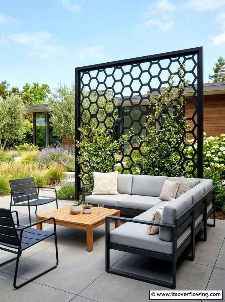 Modern Black Metal Trellis For Patio - 25 small garden ideas with trellis