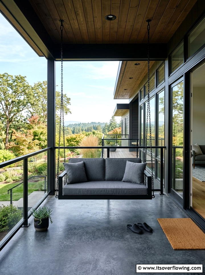 Modern Black Porch Swing - 25 front porch ideas with porch swing
