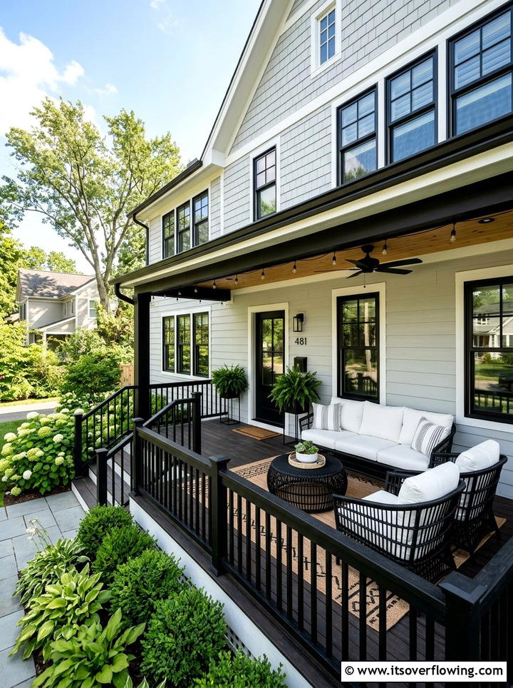 Modern Black Porch - 25 front porch ideas for covered porch
