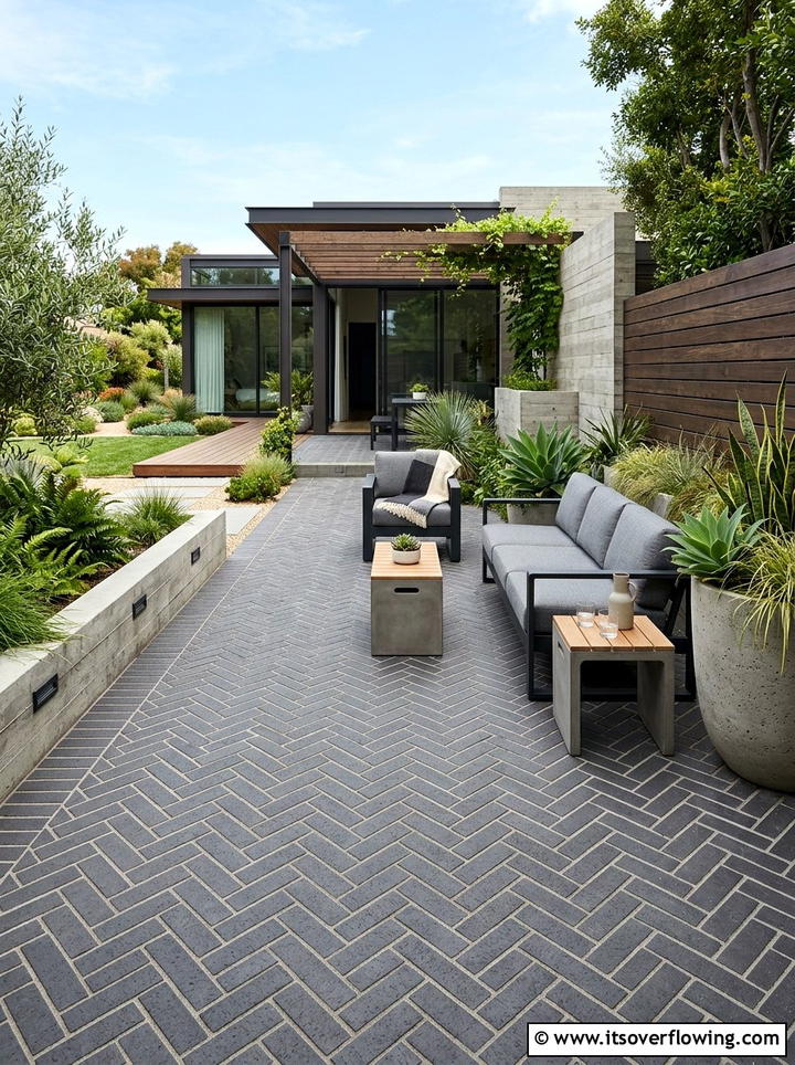 Modern Brick Patio - 25 backyard ideas with brick patio