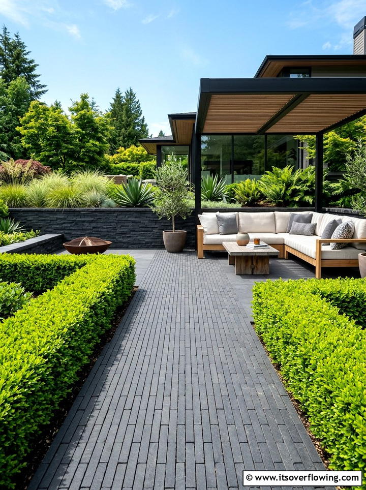 Modern Charcoal Stacked Pavers - 25 small garden ideas with pavers