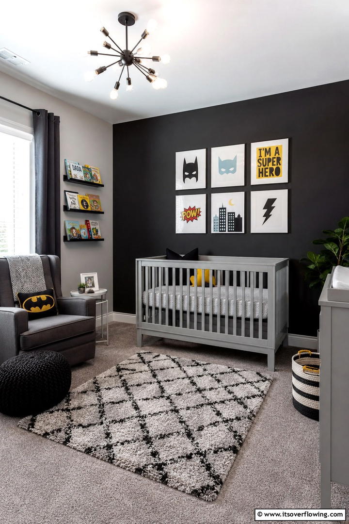 Modern Charcoal Touch - 30 Soothing Nursery Color Ideas for a Calming Atmosphere