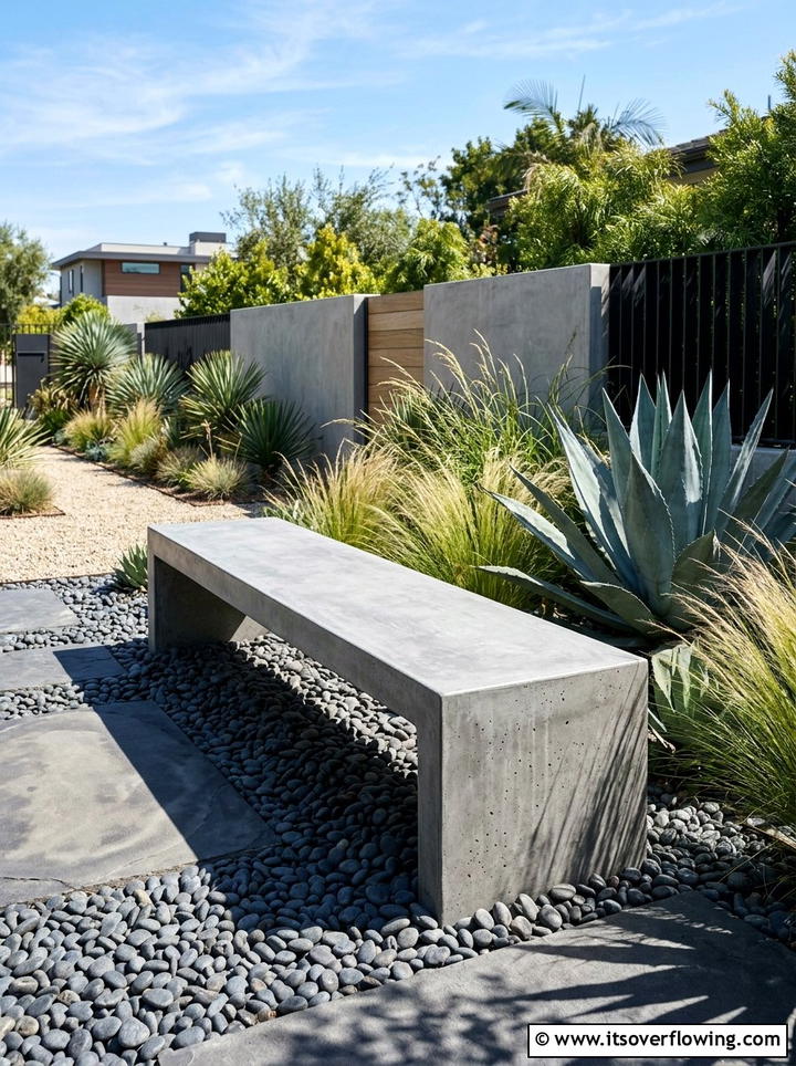 Modern Concrete Bench - 25 garden ideas with seating