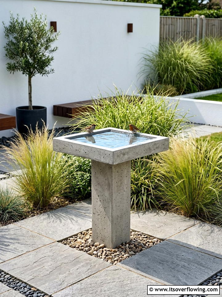 Modern Concrete Bird Bath - 25 garden ideas with bird baths