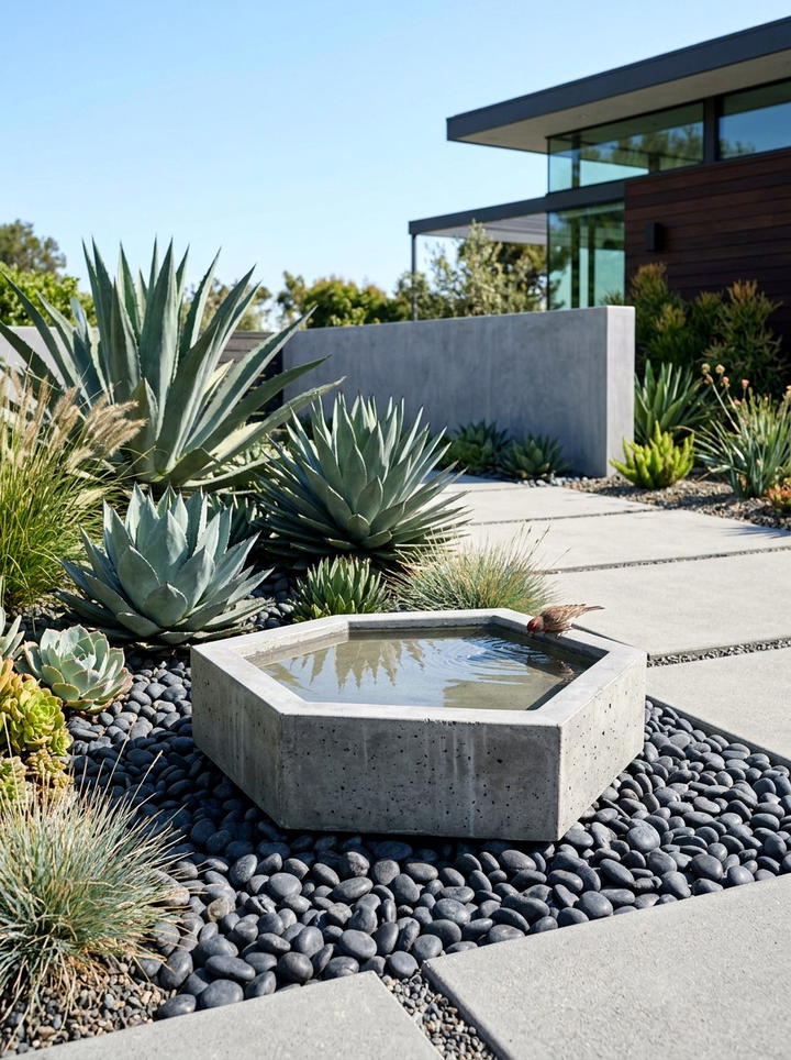 Modern Concrete Bird Bath - 25 backyard decorating ideas with bird baths