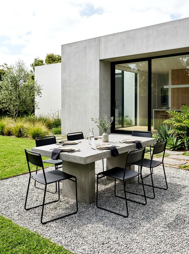 Modern Concrete Dining Set - 25 backyard decorating ideas with centerpiece tables