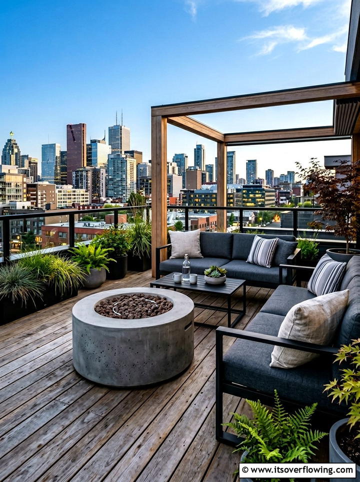 Modern Concrete Fire Bowl Deck - 25 small garden ideas with fire bowl