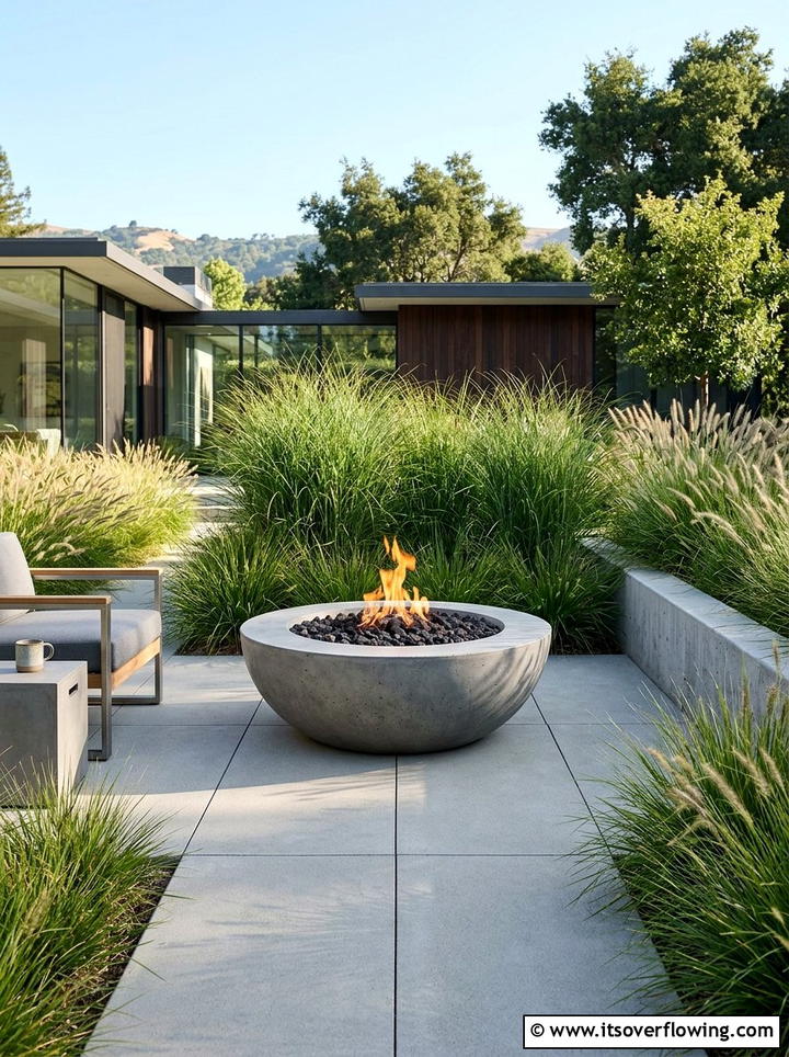Modern Concrete Fire Bowl - 25 creative garden ideas with fire pit circles