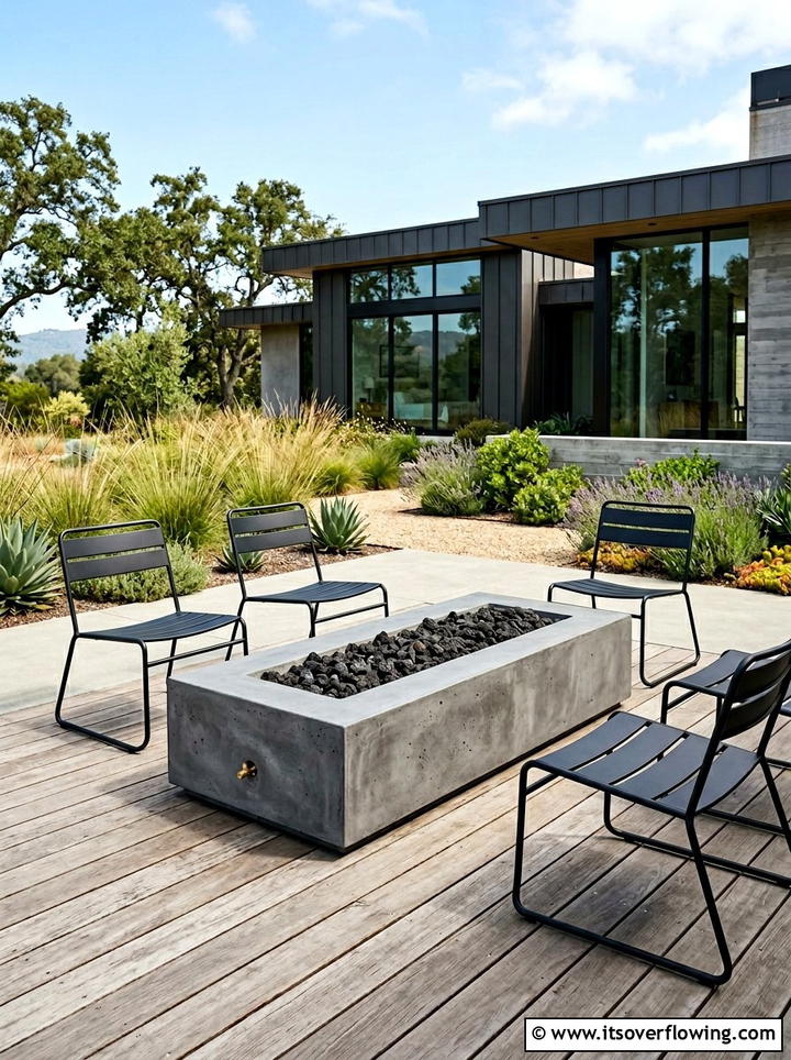 Modern Concrete Fire Pit - 25 backyard ideas with fire pit