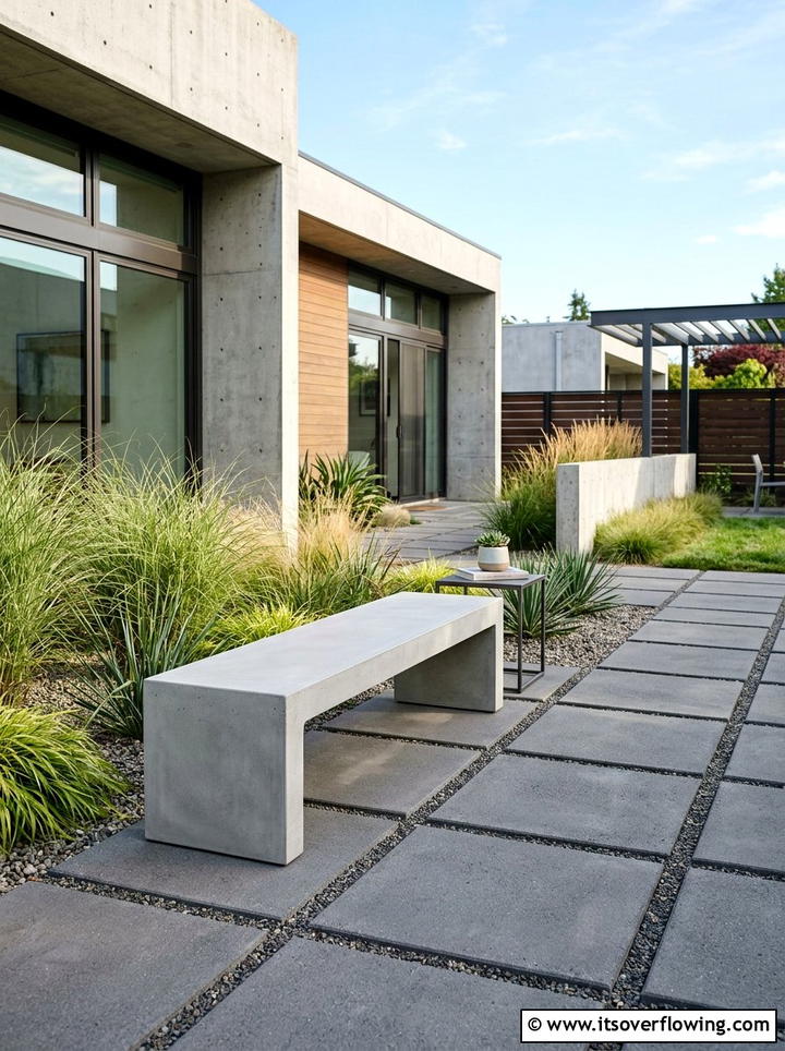 Modern Concrete Garden Bench - 25 garden decor ideas with benches