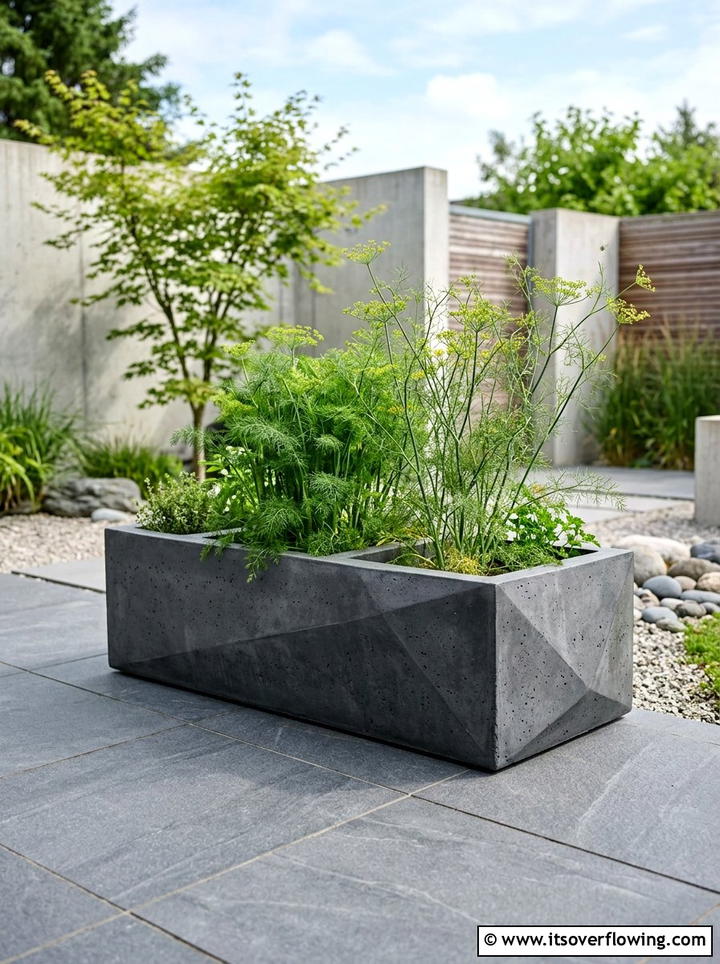 Modern Concrete Herb Planter - 25 backyard decorating ideas with herb stations