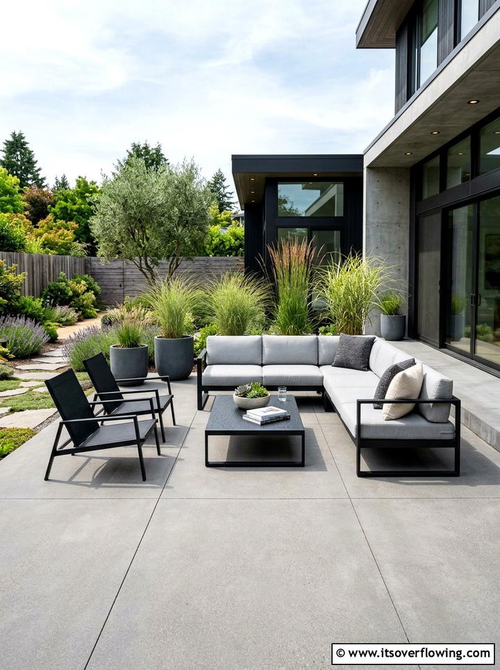 Modern Concrete Patio - 25 backyard ideas with seating area