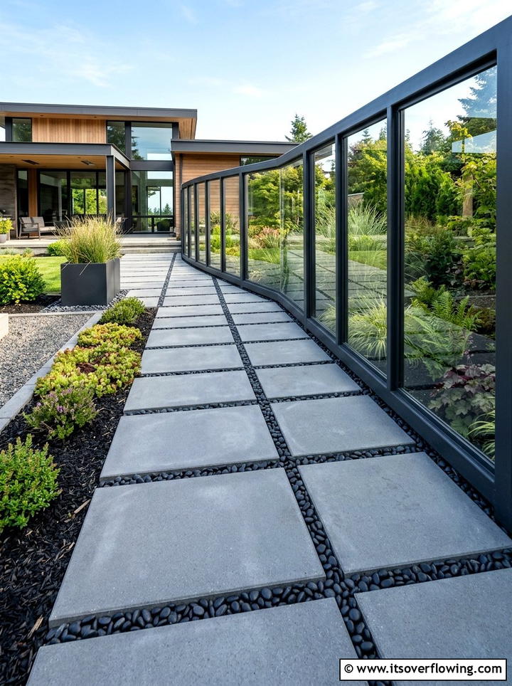Modern Concrete Paver - 25 garden ideas with pathways