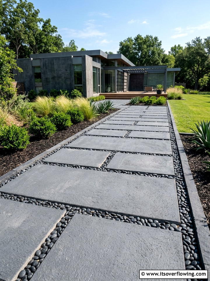Modern Concrete Paver Path - 25 garden design ideas for narrow pathways