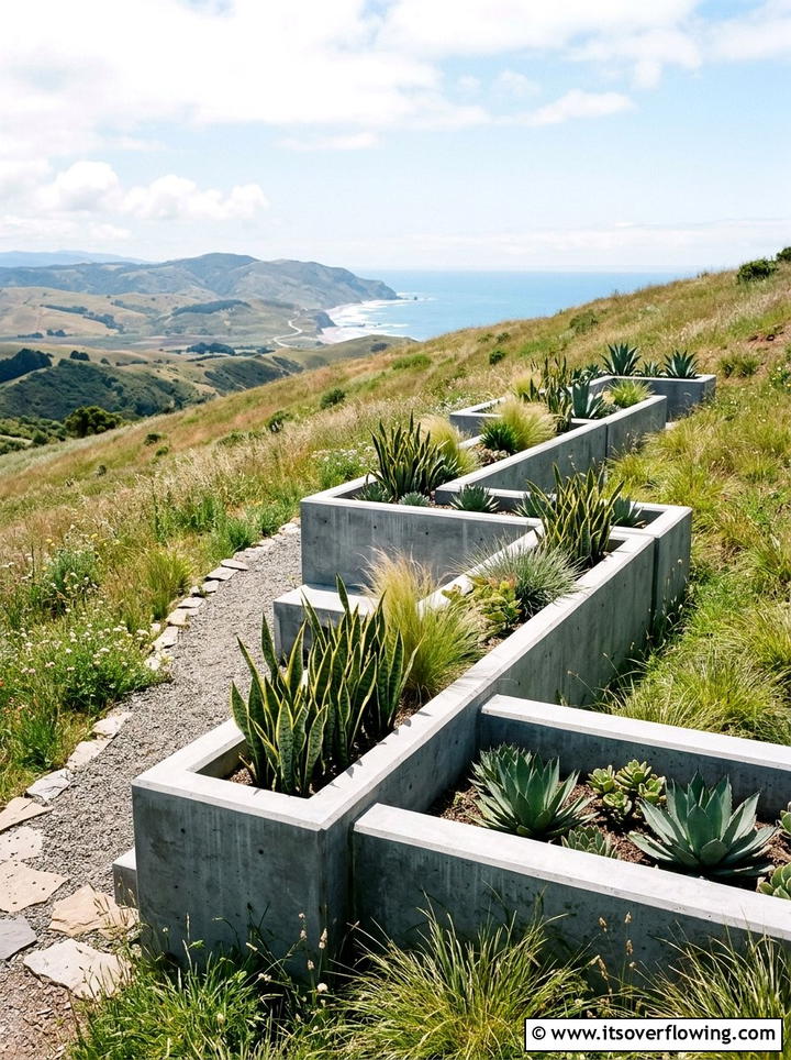 Modern Concrete Planter - 25 backyard ideas for sloped yards