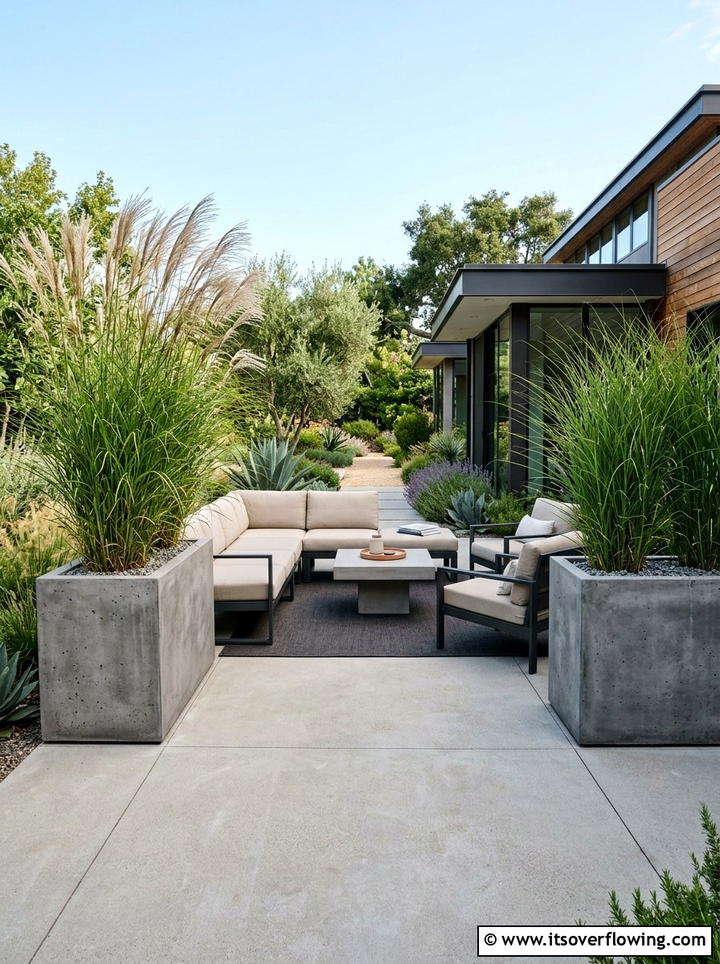 Modern Concrete Planter - 25 backyard ideas with container garden
