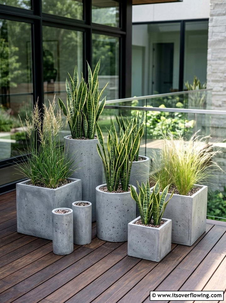 Modern Concrete Planter - 25 backyard ideas with pot clusters
