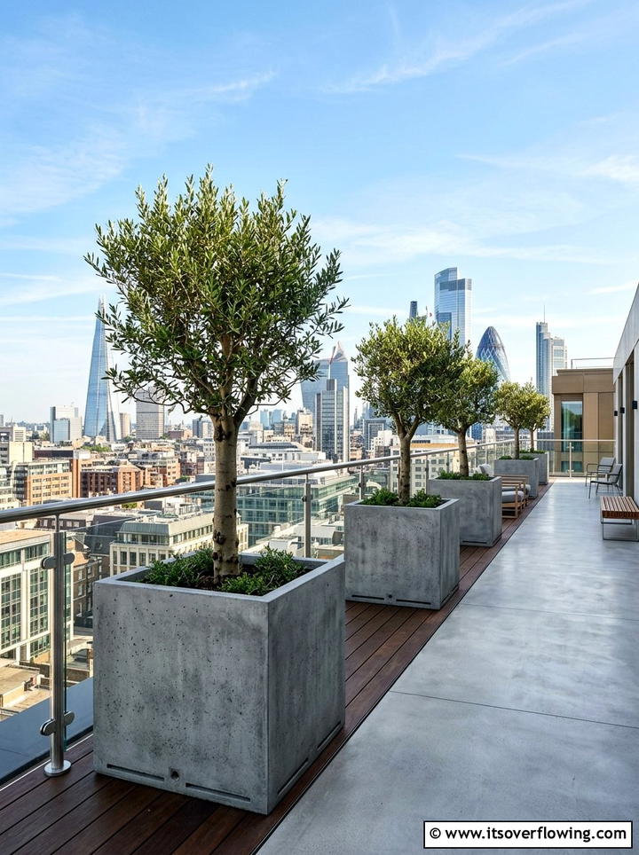 Modern Concrete Planter Rooftop Terrace - 25 garden decor ideas with concrete planters
