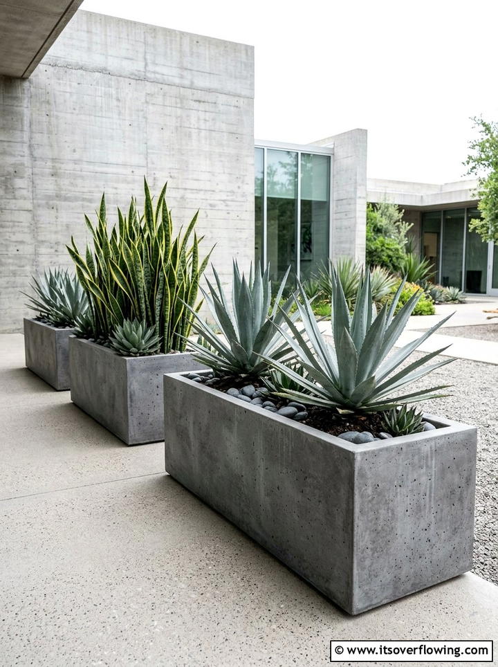 Modern Concrete Pot - 25 garden ideas with pots