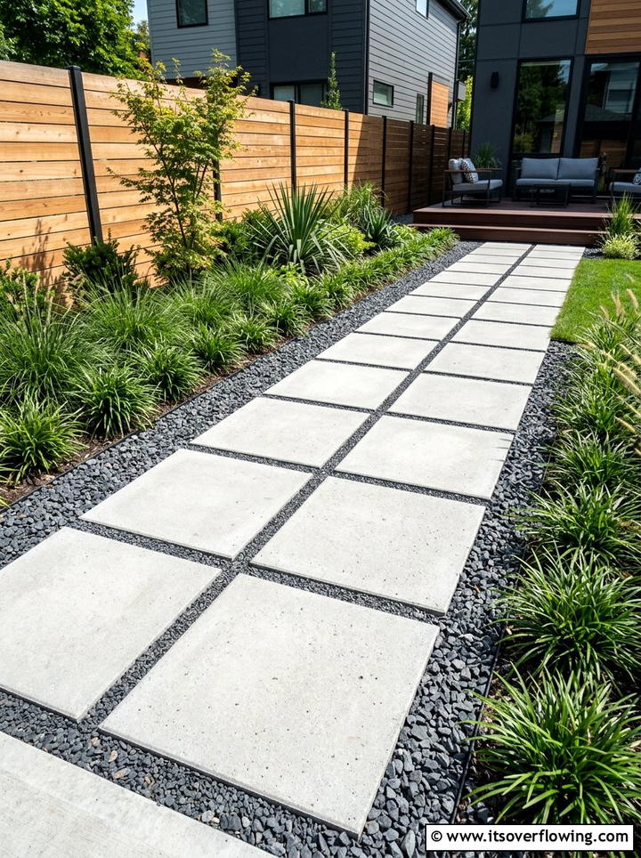 Modern Concrete Square Pavers - 25 backyard decorating ideas with stepping stones