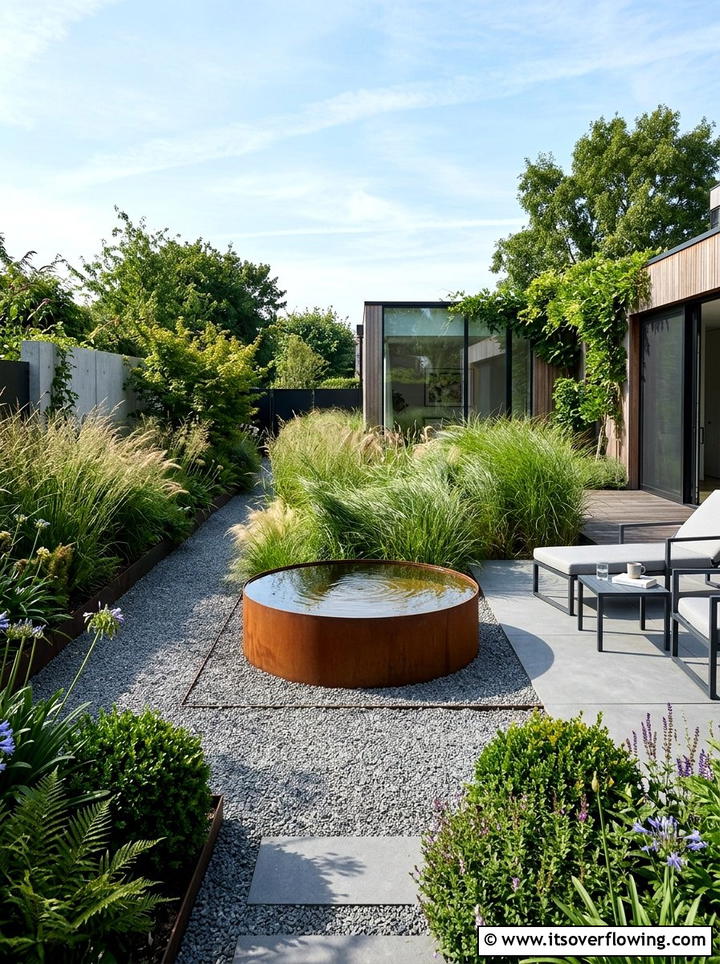 Modern Corten Steel Bowl - 25 creative garden ideas with water bowls
