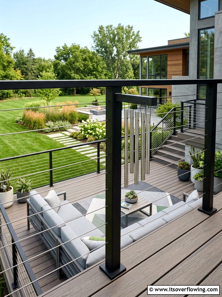 Modern Deck Railing Chime - 25 backyard decorating ideas with wind chimes