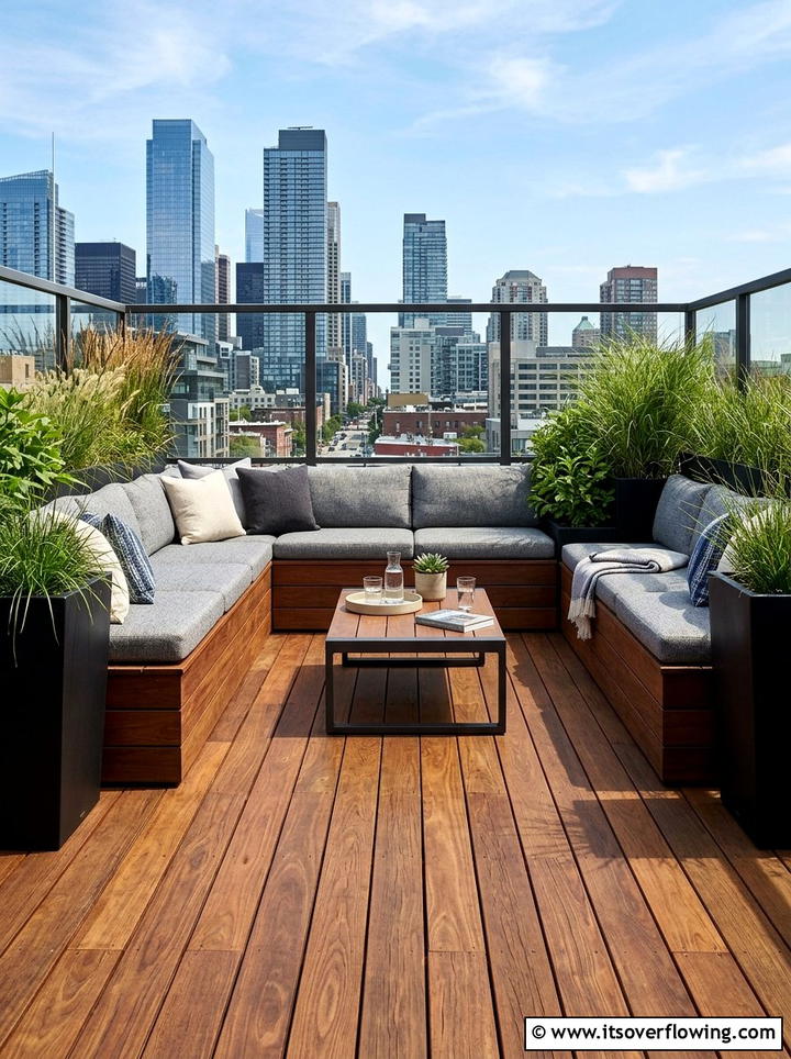 Modern Decking With Built In Seating - 25 creative garden ideas for rooftops