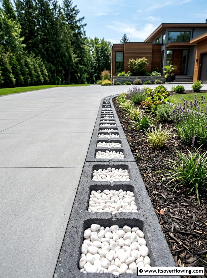 Modern Driveway Edging With Stones - 25 cheap garden ideas with cinder blocks