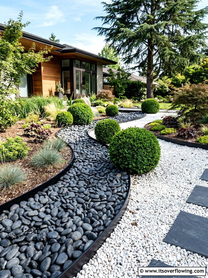 Modern Dry Stream Landscape - 25 creative garden ideas with dry creek beds