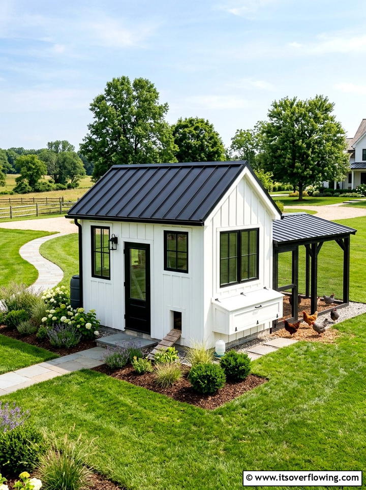 Modern Farmhouse Chicken Coop - 25 creative garden ideas with chicken coop gardens