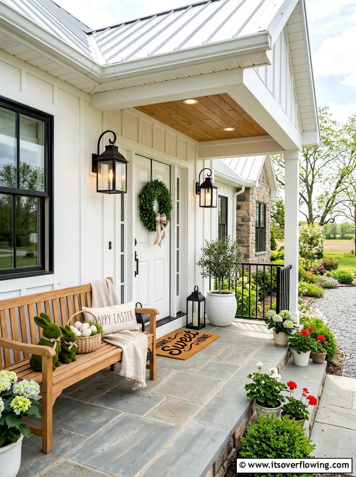 Modern Farmhouse Easter Porch - 25 front porch decor ideas for easter