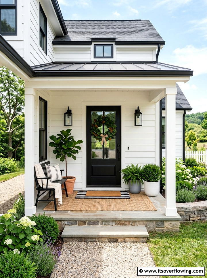 Modern Farmhouse Front Porch - 25 front porch decor ideas with magnolia wreath