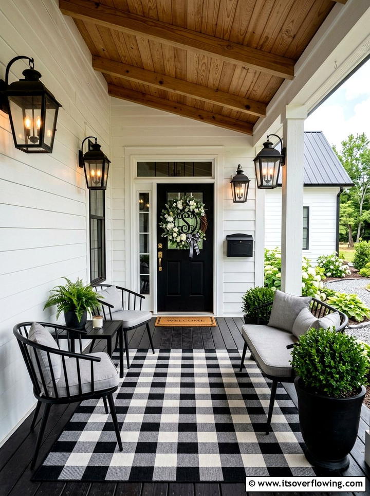 Modern Farmhouse Front Porch - 25 front porch decor ideas with monogram wreath