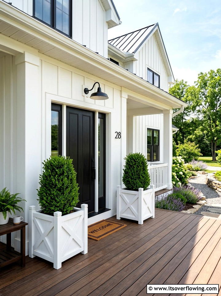 Modern Farmhouse Planter - 25 front porch ideas with real plants