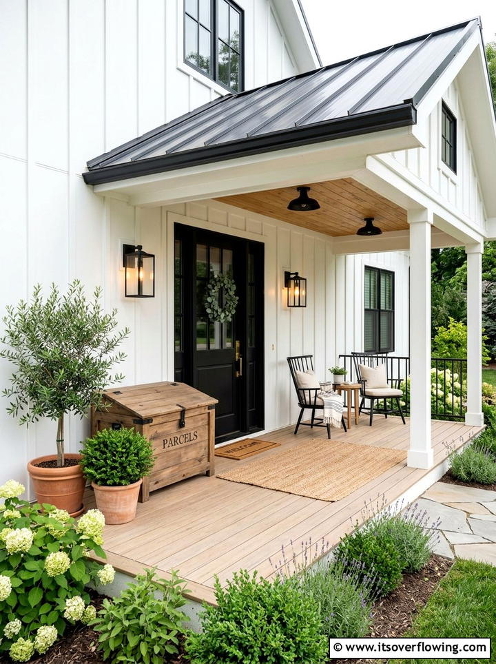 Modern Farmhouse Porch - 25 front porch ideas with package drop zone