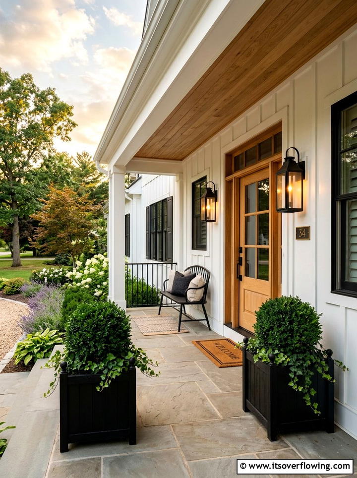 Modern Farmhouse Porch - 25 front porch ideas with matching planters