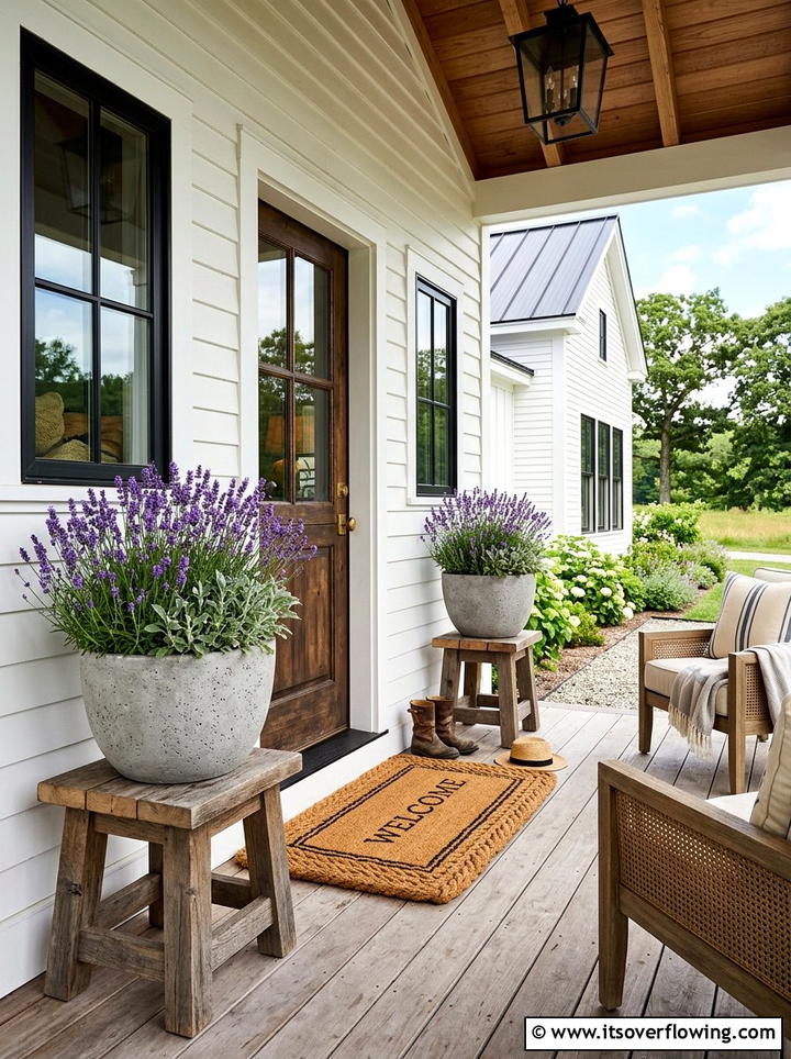 Modern Farmhouse Porch Planters - 25 front porch ideas with concrete planters