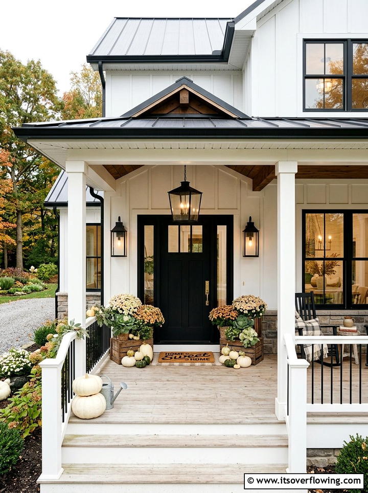 Modern Farmhouse Porch - 25 front porch decor ideas for fall