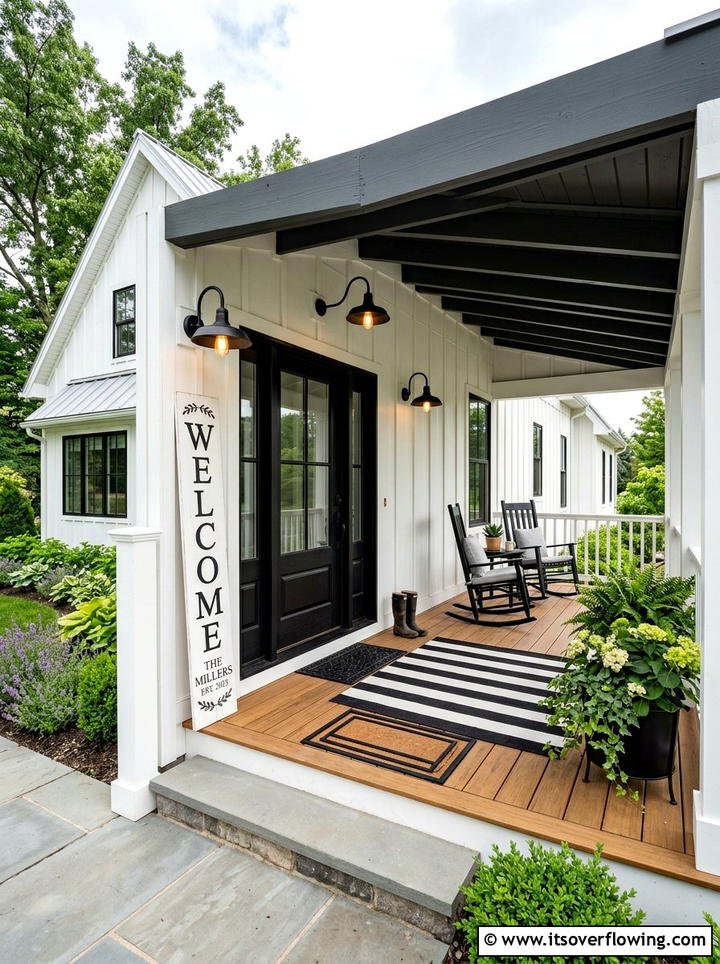 Modern Farmhouse Welcome Sign - 25 front porch decor ideas with signs
