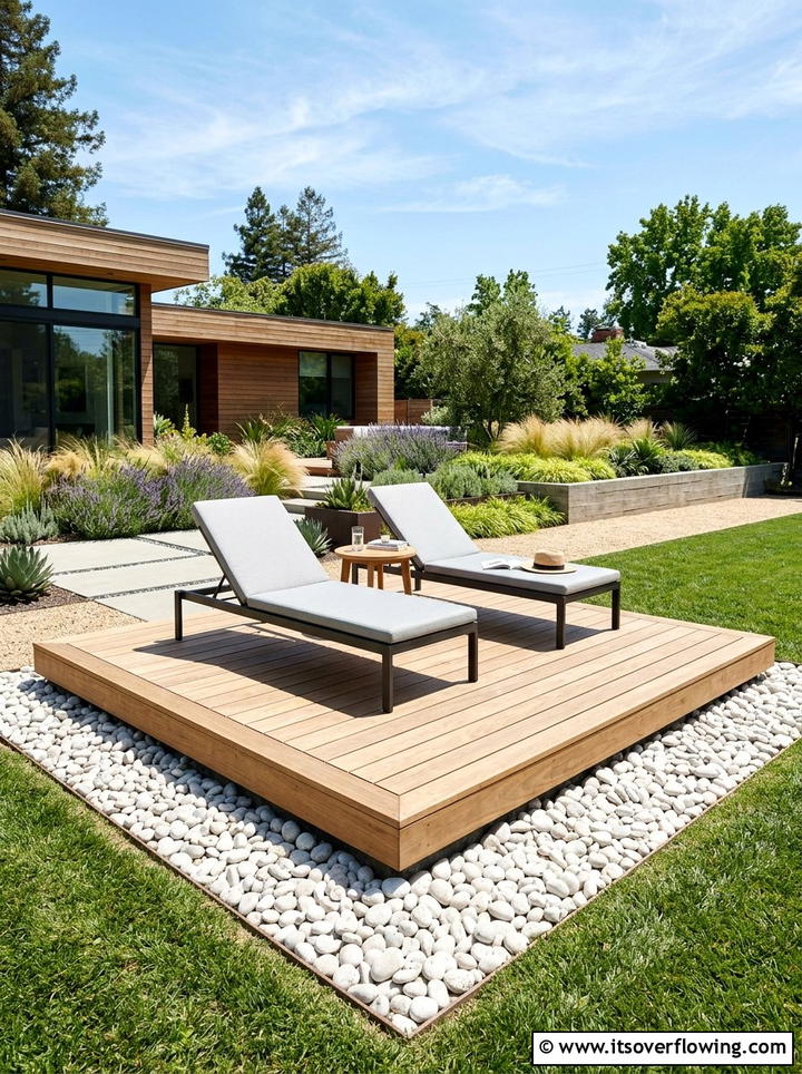 Modern Floating Deck - 25 backyard ideas with wood deck