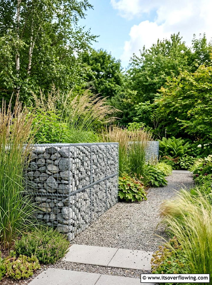 Modern Gabion Wall - 25 backyard ideas with terracing