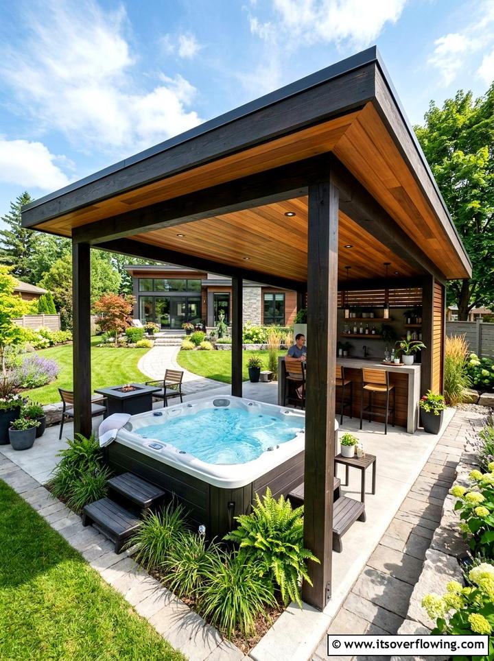 Modern Gazebo With Hot Tub - 25 backyard ideas with hot tub