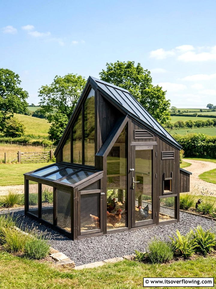Modern Geometric Chicken Coop - 25 creative garden ideas with chicken coop gardens