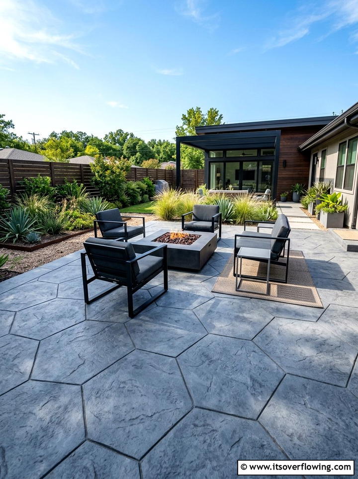 Modern Geometric Concrete - 25 backyard ideas with stamped concrete