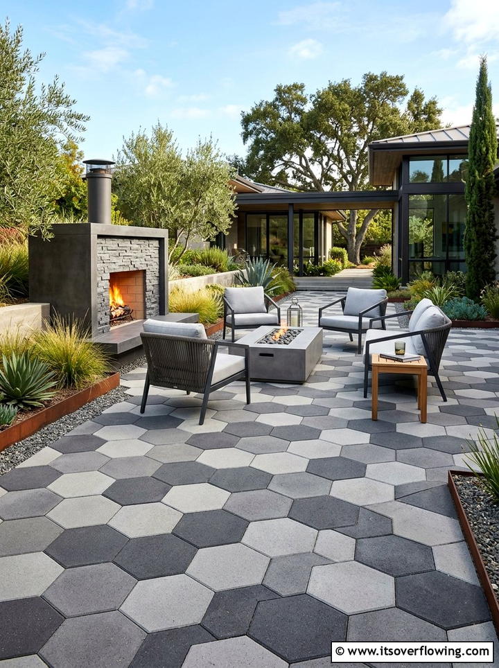 Modern Geometric Pavers - 25 backyard ideas with stepping stones