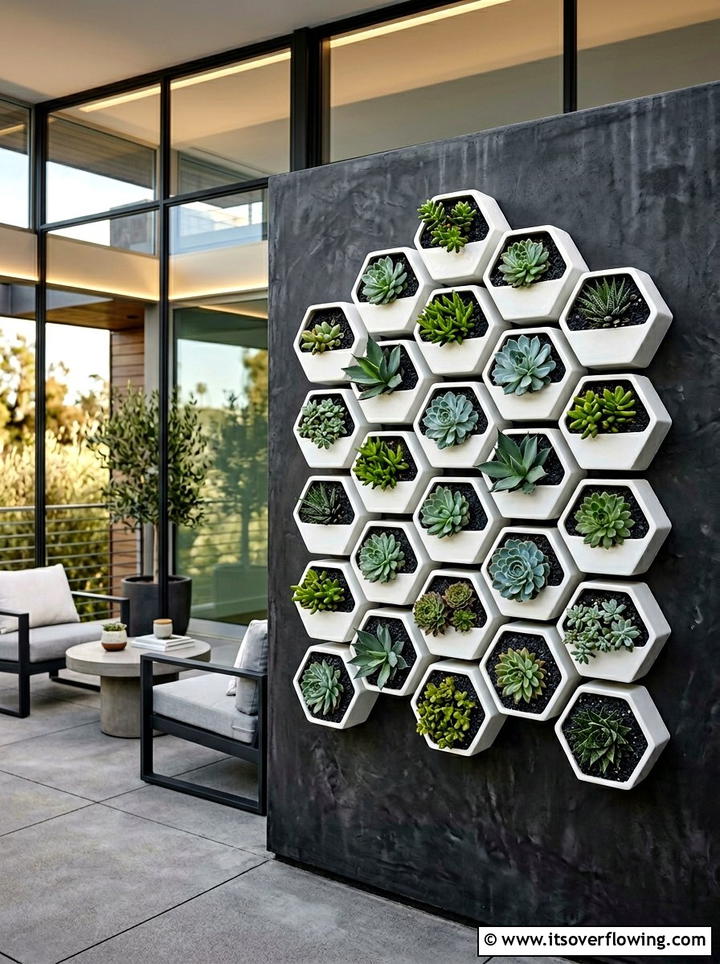 Modern Geometric Planter - 25 creative garden ideas with wall mounted planters