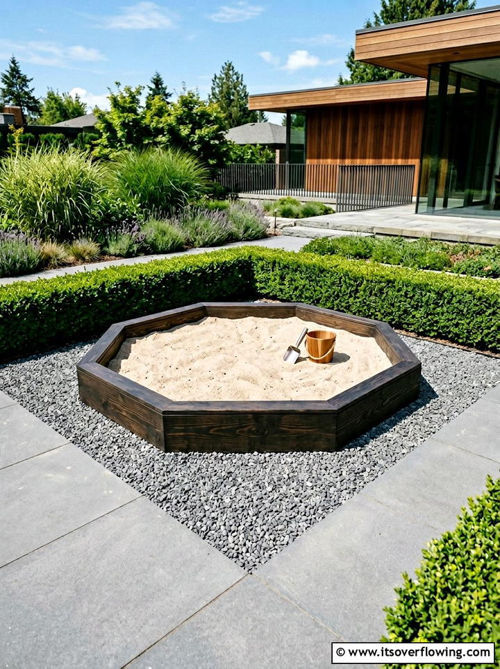 Modern Geometric Sandbox - 25 backyard ideas with sandbox